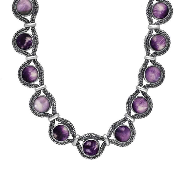 Sterling Silver Blue John Foxtail Seventeen Stone Necklace N498