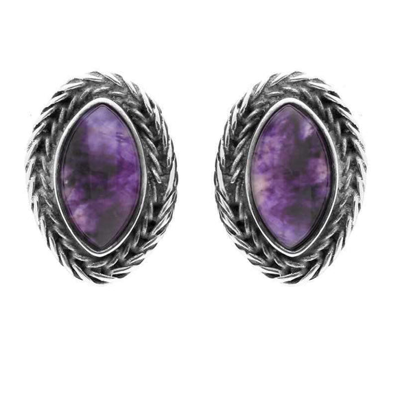 Sterling Silver Blue John Foxtail Small Marquise Stud Earrings E1844