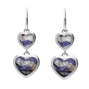 Sterling Silver Blue John Graduated Heart Drop Earrings, E2012.