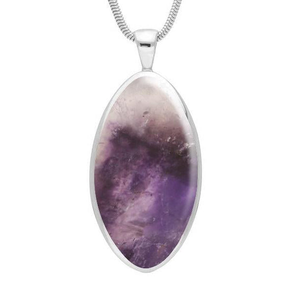 Sterling Silver Blue John Large Oval Necklace. P079.