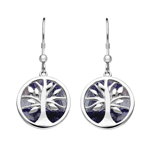 Sterling Silver Blue John Large Round Tree of Life Two Piece Set S063