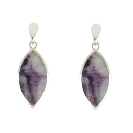 Sterling Silver Blue John Marquise Drop Earrings, E1414.