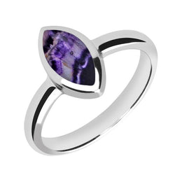 Sterling Silver Blue John Marquise Ring. R404.