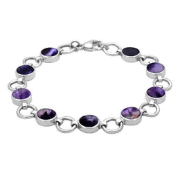 Sterling Silver Blue John Nine Stone Round Ring Bracelet. B537.