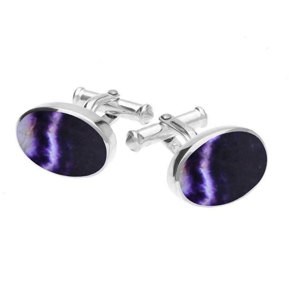 Sterling Silver Blue John Oval Cushion Cufflinks CL127