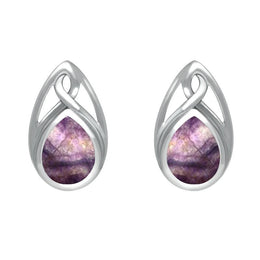 Sterling Silver Blue John Pear Shaped Celtic Stud Earrings E973