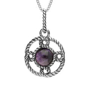 Sterling Silver Blue John Rope Edged Port Hole Necklace, P2087.