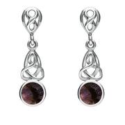 Sterling Silver Blue John Round Celtic Dropper Earrings E975