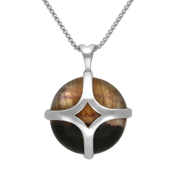 Sterling Silver Blue John Round Open Cross Necklace P1853.