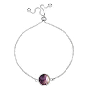 Sterling Silver Blue John Round Stone Adjustable Bracelet, B1142.