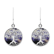 Sterling Silver Blue John Round Tree Drop Earrings, E2429