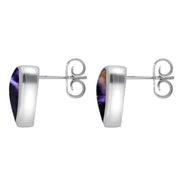 Sterling Silver Blue John Small Curved Triangle Stud Earrings. E061. 