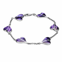 Sterling Silver Blue John Split Heart Bracelet. B360.