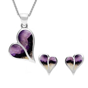Sterling Silver Blue John Split Heart Two Piece Set, S053.