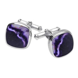 Sterling Silver Blue John Square Cushion Cufflinks CL128