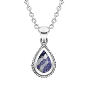 Sterling Silver Blue John Tear Drop Necklace, P049.