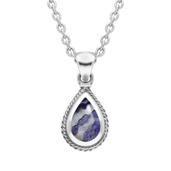 Sterling Silver Blue John Tear Drop Necklace, P049.