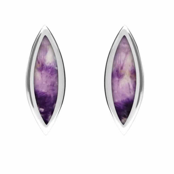 Sterling Silver Blue John Toscana Marquise Stud Earrings