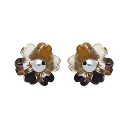 Sterling Silver Blue John Tuberose Dahlia Small Stud Earrings, E2411.