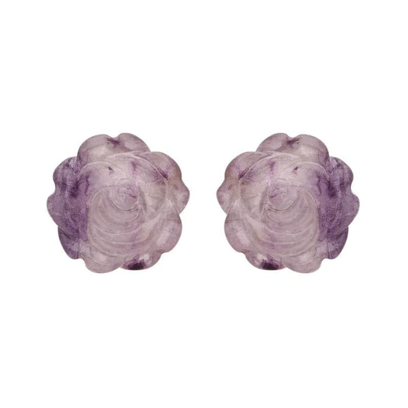 Sterling Silver Blue John Tuberose Rose Stud Earrings, E2151.