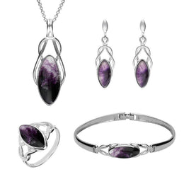 Sterling Silver Blue John Celtic Twist Piece Set. S011