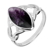 Sterling Silver Blue John Marquise Celtic Ring. R463. 