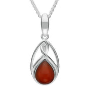 Sterling Silver Carnelian Small Pear Twist Celtic Necklace P1583