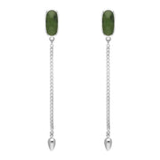 Sterling Silver Jade Lineaire Long Drop Stud Earrings, E2240.