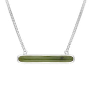 Sterling Silver Jade Lineaire Long Oval Pendant Necklace, N1001.