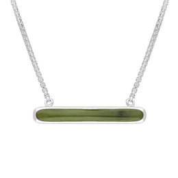 Sterling Silver Jade Lineaire Long Oval Pendant Necklace, N1001.