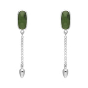 Sterling Silver Jade Lineaire Medium Drop Stud Earrings, E2241.