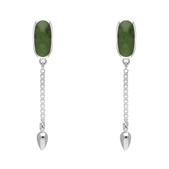 Sterling Silver Jade Lineaire Medium Drop Stud Earrings, E2241.
