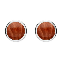 Sterling Silver Jasper Round Stud Earrings E099