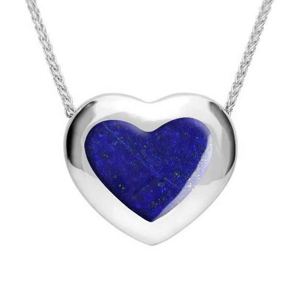 Sterling Silver Lapis Lazuli Framed Heart Necklace. P1554.