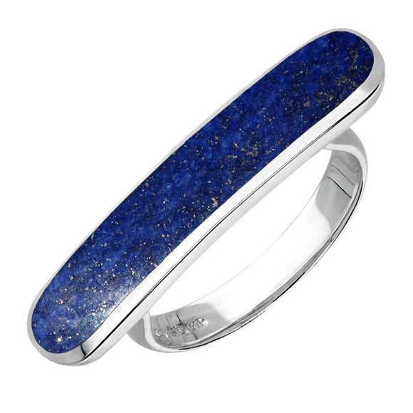 Sterling Silver Lapis Lazuli Lineaire Long Oval Ring R1005