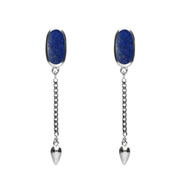 Sterling Silver Lapis Lazuli Lineaire Medium Drop Stud Earrings E2241