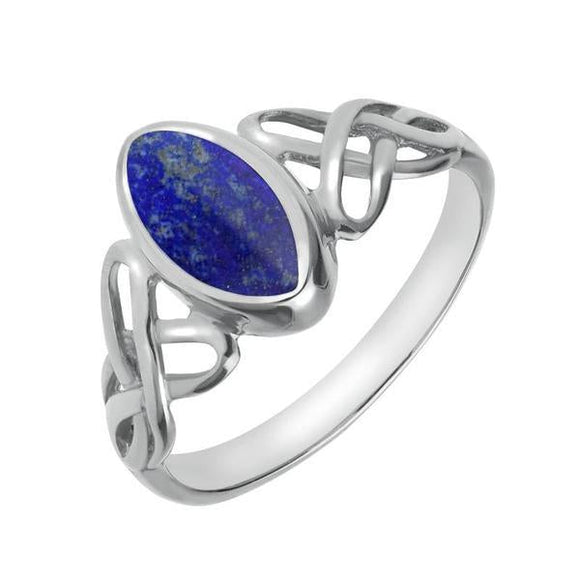 Sterling Silver Lapis Lazuli Marquise Celtic Ring. R462.