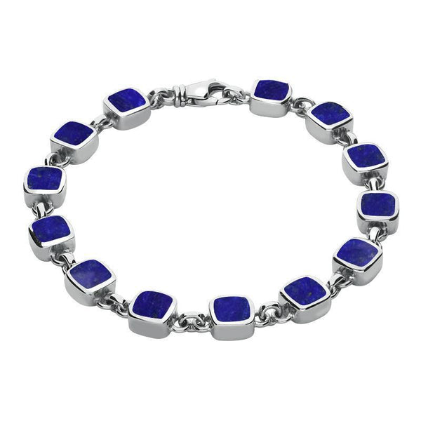 Sterling Silver Lapis Lazuli Square Cushion Bracelet . B538.