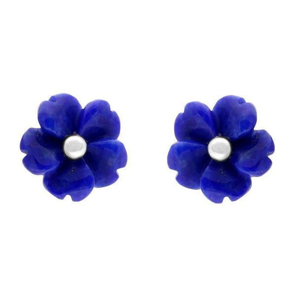 Sterling Silver Lapis Lazuli Tuberose Gypsophila Stud Earrings, E2156.