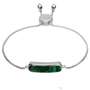 Sterling Silver Malachite Lineaire Petite Bracelet B1072.