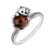 Sterling Silver Amber Tiny Hedgehog Ring, R1162.