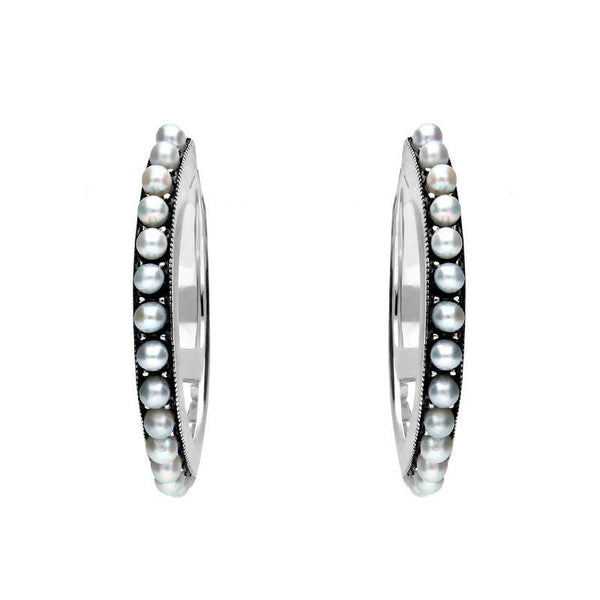 Sterling Silver Pearl Hoop Earrings E1693