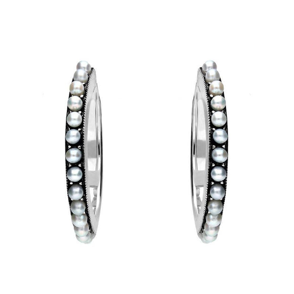 Sterling Silver Pearl Hoop Earrings E1693