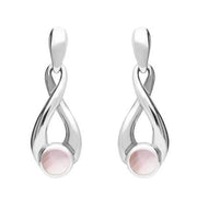 Sterling Silver Pink Mother of Pearl Eternity Loop Drop Earrings. E074. 