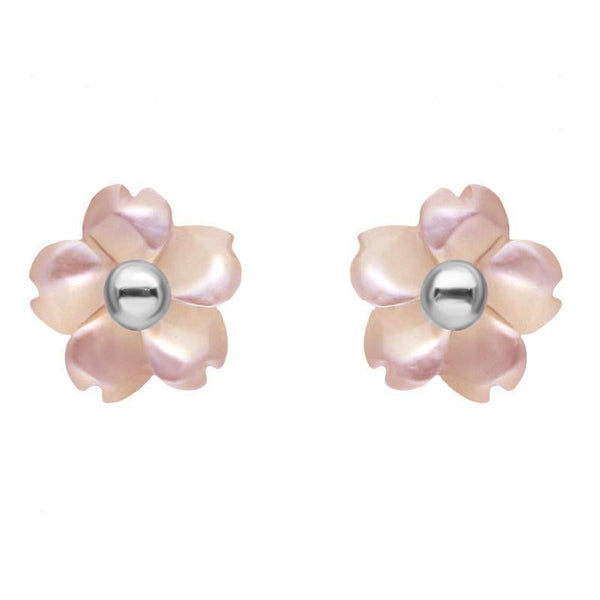 Sterling Silver Pink Mother of Pearl Small Gypsophila Tuberose Stud Earrings, E2157