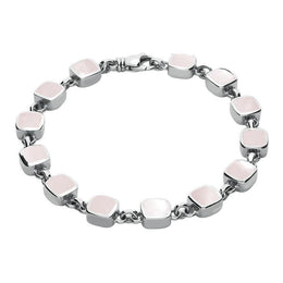 Sterling Silver Pink Mother of Pearl Square Cushion Bracelet. B538.