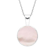 Sterling Silver Pink Mother of Pearl Heritage Round Necklace. P018.