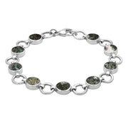 Sterling Silver Preseli Bluestone Nine Stone Round Ring Bracelet. B537.