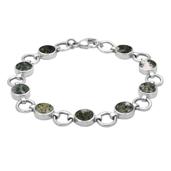 Sterling Silver Preseli Bluestone Nine Stone Round Ring Bracelet. B537.