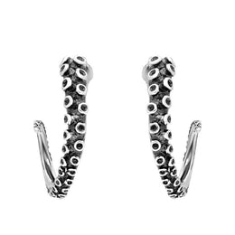 Sterling Silver Tentacle Hoop Earrings E2460